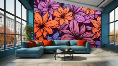 Modern pattern with floral texture repeating Wall mural