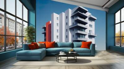 Modern residential building at the white background. 3d illustration Wall mural