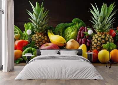 Organic tropical produce for a healthy diet and lifestyle With copyspace for text Wall mural