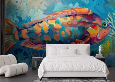 Parrotfish Fish Underwater Wall mural