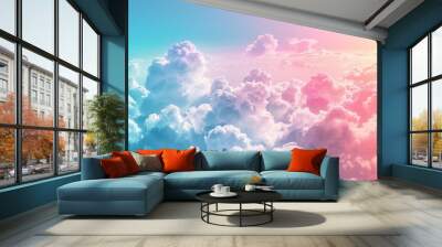 Pastel colorful gradation in soft cloud background Wall mural