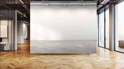 Plain empty photo studio with a clean white cyclorama and natural sunlight and shadows from a large window Wall mural