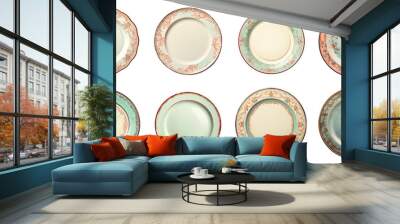 Png Set antique dish on transparent background Wall mural