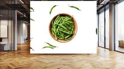 Png Set Top view of green beans on a transparent background Wall mural