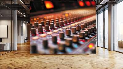 Professional mixing consoles in audio recording studios often have high precision, long-stroke faders for controlling sound. Wall mural