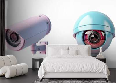 Security cameras used for surveillance transparent background Wall mural