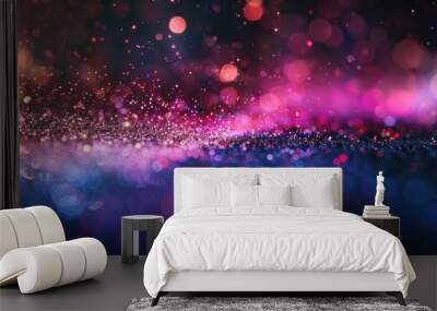 Shiny glittery neon pattern on dark abstract background Wall mural