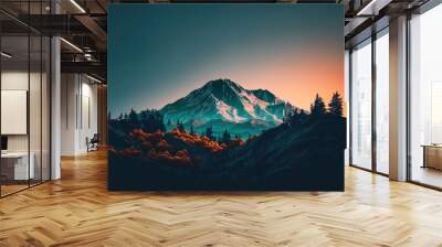 Simple and unprocessed mountain shots are lovely. Generative AI Wall mural