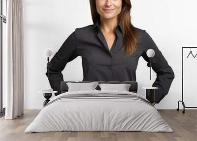 Smiling businesswoman posing confidently with folded arms transparent background Wall mural