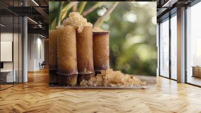 Sugar cane transformed into brown sugar Wall mural