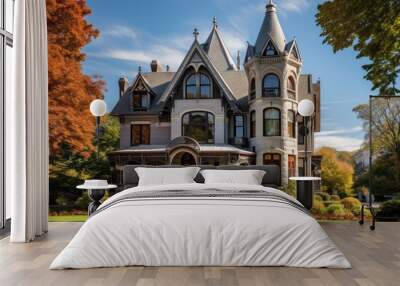 The Charles Haskell House, constructed in 1879, is a historical residence located at 27 Sargent Street in Newton, Massachusetts, USA. The house showcases a Victorian Gothic architectural style. Wall mural