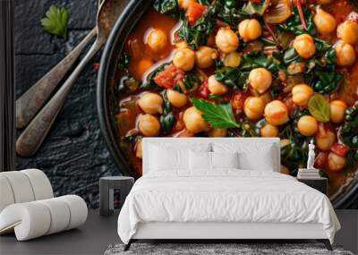 Traditional Vegan Spanish Stew with Chickpeas and Chard Wall mural