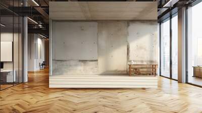 Unfinished residential apartment room with concrete walls and construction supports With copyspace for text Wall mural