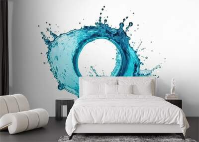 vibrant blue water droplet in the form of a perfect circle. Generative AI Wall mural