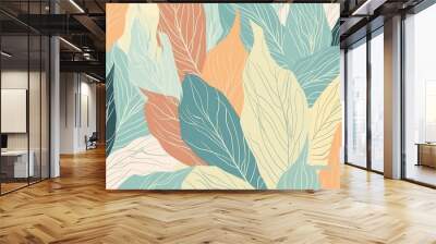 vibrant wallpaper with a variety of lush leaves. Generative AI Wall mural