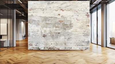 Vintage Whitewashed Brick Wall with Grungy Painted Plaster Wall mural