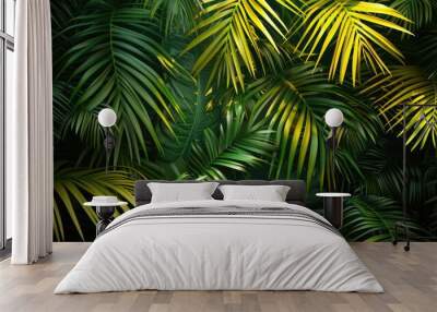 Vivid green foliage Tropical palm design Wall mural