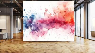 Watercolor hand drawn strip line stain blot on paper texture background Wall mural