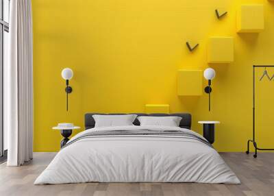 Yellow background with check marked cubes Copy space checklist concept Wall mural