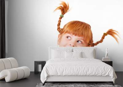 Little girl with red braided hair Wall mural