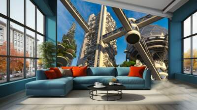 3D Futuristic Green City Wall mural