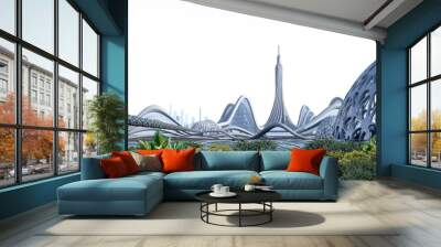 Futuristic city skyline architecture Wall mural