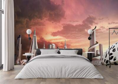 Futuristic city with an organic architectural design Wall mural