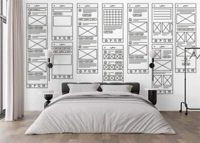 Mock up for mobile applications. Prototypes for mobile applications. Linear style. Linear design. Vector illustration Eps10 file Wall mural