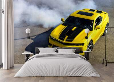 Luxury yellow sport car Wall mural