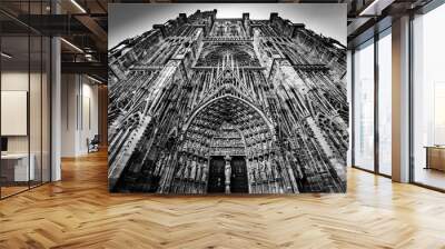 Strasbourg cathedral black and white view Wall mural