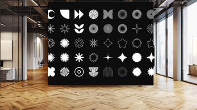 Brutalist geometric shapes, symbols. Simple primitive elements and forms. Retro design, trendy contemporary minimalist style, y2k. Vector illustration Wall mural