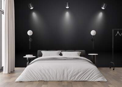 Empty gray studio abstract background with spotlights. Product showcase backdrop. Wall mural