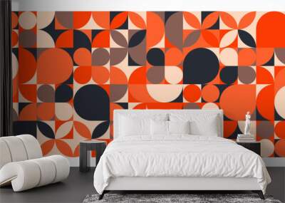 Geometric trendy pattern, Bauhaus style. Modern colorful background with simple elements. Retro texture with basic geometric shapes. Print design, minimalist poster cover. Vector illustration Wall mural