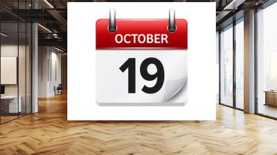 October  19. Vector flat daily calendar icon. Date and time, day, month. Holiday. Wall mural