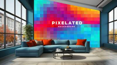 Polygonal abstract background with squares. Colorful gradient design. Low poly geometric rectangle shape modern banner. Vector illustration. Wall mural