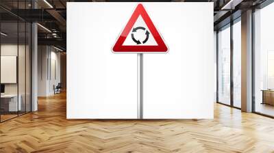 Road red signs collection isolated on white background. Road traffic control.Lane usage.Stop and yield. Regulatory signs. Curves and turns. Wall mural