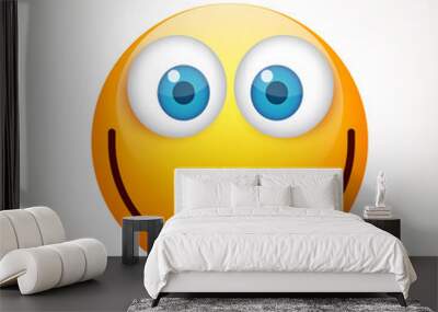 Smiley with blue eyes,emoticon set. Yellow face with emotions. Facial expression. 3d realistic emoji. Sad,happy,angry faces.Funny cartoon character.Mood.Vector illustration. Wall mural