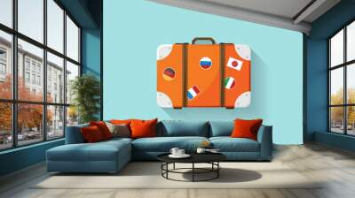 Suitcase in a flat style. Travel bag. Trolley for tourism. Luggage.Vector illustration. Wall mural