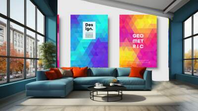 Triangle polygonal abstract background. Colorful gradient design. Low poly shape banner. Vector illustration. Wall mural