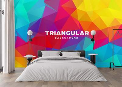 Triangle polygonal abstract geometric background. Colorful gradient design. Low poly shape banner. Vector illustration. Wall mural