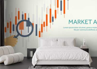 Vector illustration. Flat background. Market trade. Trading platform ,account. Moneymaking,business. Analysis. Investing Wall mural