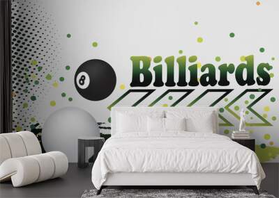 Abstract billiard background with green arow and  colorful dots Wall mural