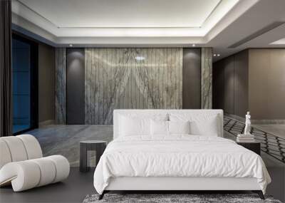 Empty room with marble flooring and wall decoration Wall mural