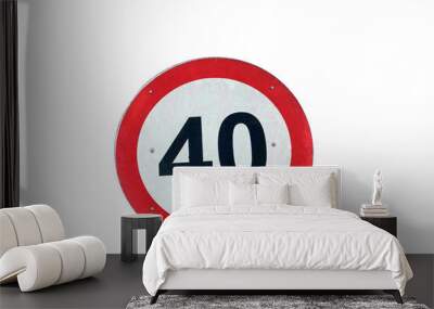 40kmps sign board isolated on white Wall mural