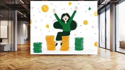 Happy Graphical Illustration of Cryptocurrency Wall mural