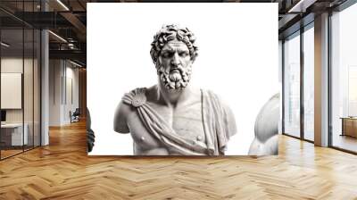 Set of marble statue isolated on transparent background. The ancient marble portrait bust. Wall mural