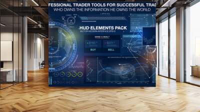 Set graphs and charts. Statistic and data, information infographic. HUD background outer space. infographic elements. Wall mural