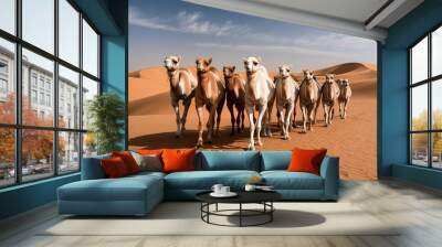 camels in the desert Wall mural