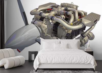 Aircraft turboprop Engine 3D rendering on white background Wall mural