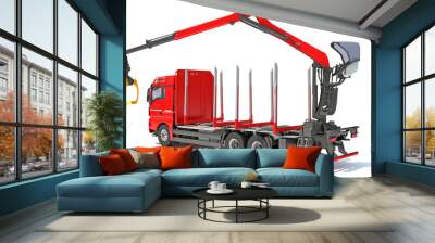 Forestry Logging Truck 3D rendering on white background Wall mural